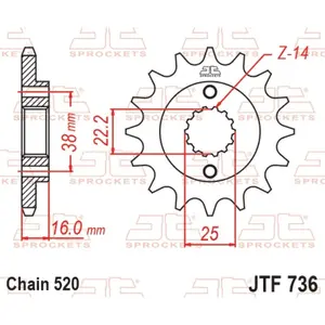 Standard Steel Motorcycle Sprocket JT Sprockets 520 Ducati 600 Monster Dark 15T image-0