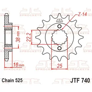 Standard Steel Motorcycle Sprocket JT Sprockets 525 Ducati 916 Monoposto 14T image-0