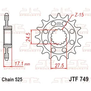 Standard Steel Motorcycle Sprocket JT Sprockets 525 Ducati Streetfighter V4 16T image-0