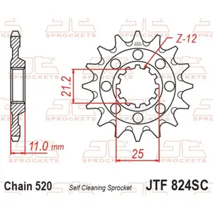 Mud-Resistant Steel Motorcycle Sprocket JT Sprockets 520 Husqvarna SMR 450 (A202AB) / Hyosung TE 450 Rapier 13T image-0
