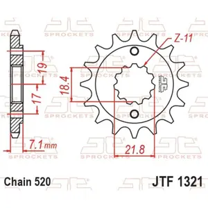 Motorcycle sprocket JT Sprockets Honda XR 250 L (MD22) [250]/Honda CB 300 R NEO SPORT CAFE ABS (TBD) [300]/Honda NX 250 (MD21) [250] image-0