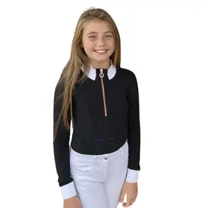 Girl's long-sleeved riding polo shirt Ju & Pa Lily image-0