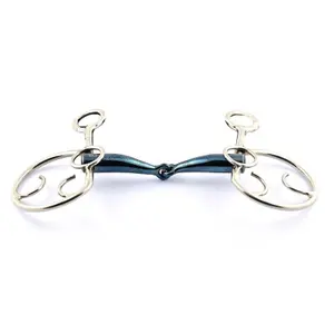 Double snaffle bits for horses Jump'In Goyo Aga Blue Steel image-0