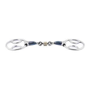 Double Bridle Bit for Horse 3 Effects with Copper Rings Jump'In image-0