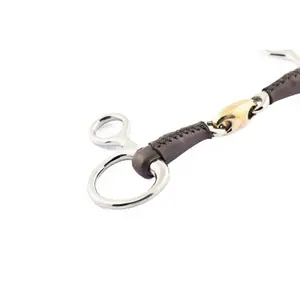 Mors baucher voor paard dubbele breuk omhuld met leer Jump'In image-1