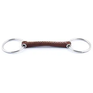 Round leather bit with 2 rings for horse Jump'In image-0
