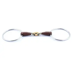 Double Jointed Bit for Horse with Leather Cover Jump'In image-0