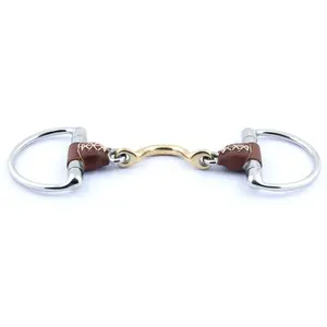 Olive Bit for Horse with Leather Covered Tongue Passage Jump'In image-0