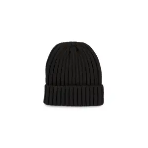 Double ribbed beanie with lapel K-up image-0