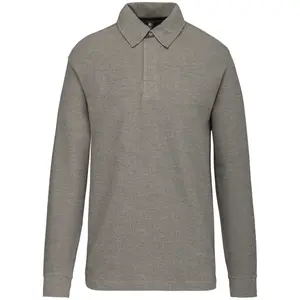 Langärmeliges geripptes Poloshirt Kariban French Rib image-0