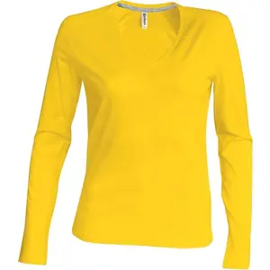 T-shirt donna maniche lunghe Kariban Collo V image-1