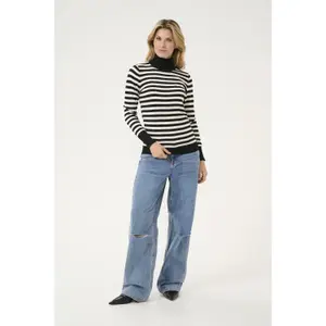 Jersey de cuello alto para mujer KAFFE Lizza Striped image-1