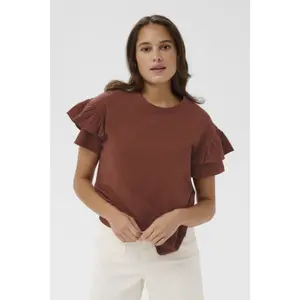Women's T-shirt KAFFE Erin Flounce image-1