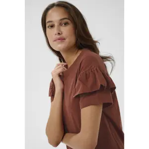 Women's T-shirt KAFFE Erin Flounce image-5