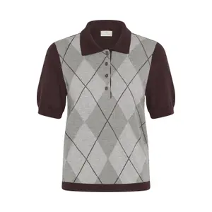Women's polo shirt KAFFE Gizza Argyle Knit image-0
