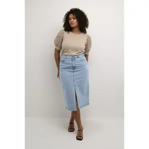 Denim skirt for women KAFFE Curve KCBeth image-1