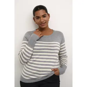 Sweater listrado em malha para mulher KAFFE Curve Lizzy image-2