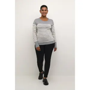 Sweater listrado em malha para mulher KAFFE Curve Lizzy image-3