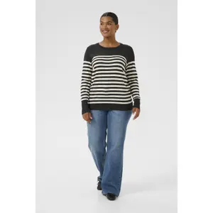 Sweater listrado em malha para mulher KAFFE Curve Lizzy image-3