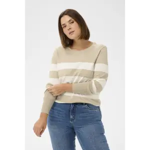 Sweater listrado em malha para mulher KAFFE Curve Lizzy image-1