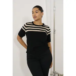 Sudadera rayada de manga corta para mujer KAFFE Curve Lizzy image-3