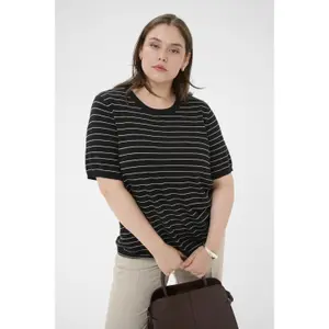 Sudadera rayada de manga corta para mujer KAFFE Curve Lizzy image-2