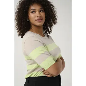 Sudadera rayada de manga corta para mujer KAFFE Curve Lizzy image-3