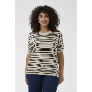 Sudadera rayada de manga corta para mujer KAFFE Curve Lizzy image-5