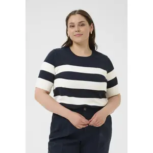 Sudadera rayada de manga corta para mujer KAFFE Curve Lizzy image-3