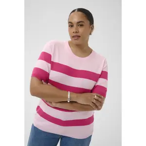 Sudadera rayada de manga corta para mujer KAFFE Curve Lizzy image-3