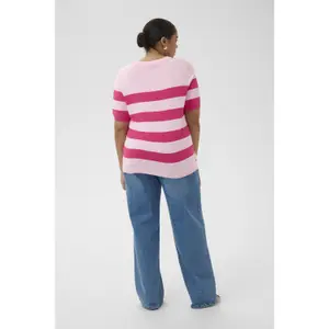 Sudadera rayada de manga corta para mujer KAFFE Curve Lizzy image-4