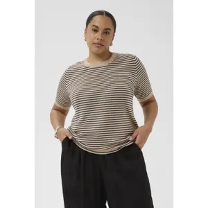 Sudadera rayada de manga corta para mujer KAFFE Curve Lizzy image-5