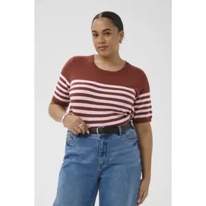 Sudadera rayada de manga corta para mujer KAFFE Curve Lizzy image-3