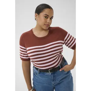 Sudadera rayada de manga corta para mujer KAFFE Curve Lizzy image-5