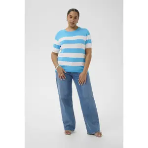 Sudadera rayada de manga corta para mujer KAFFE Curve Lizzy image-3