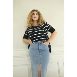 Women's striped sweater KAFFE Curve Lizzy image-4