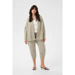 Women's Trousers KAFFE Curve Nana Striped Capri image-4