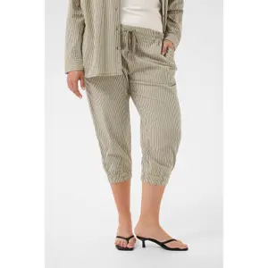Women's Trousers KAFFE Curve Nana Striped Capri image-6