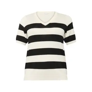 Sweter w paski z dekoltem w serek dla kobiet KAFFE Curve Lizzy image-0