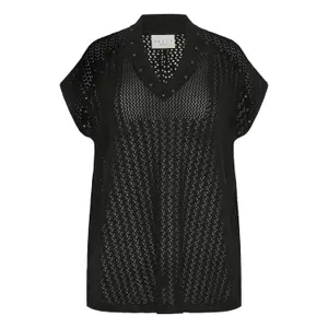 Poncho lavorato donna KAFFE Curve Rosa image-0