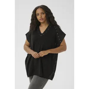 Poncho lavorato donna KAFFE Curve Rosa image-1