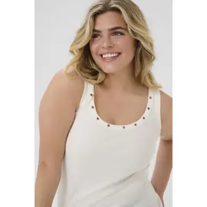 Women's tank top KAFFE Curve KCCarina Eyelets image-5