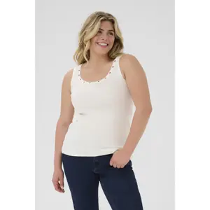 Women's tank top KAFFE Curve KCCarina Eyelets image-1