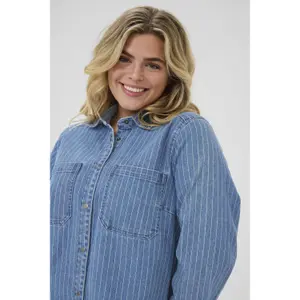 Women's long-sleeve denim shirt KAFFE Curve Reeca image-5