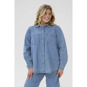 Women's long-sleeve denim shirt KAFFE Curve Reeca image-1