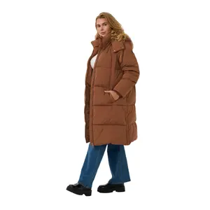Women's long hooded down jacket KAFFE Curve Nikole image-2