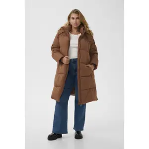 Women's long hooded down jacket KAFFE Curve Nikole image-1