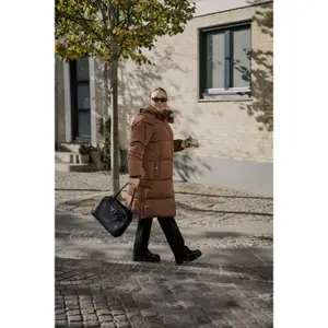 Women's long hooded down jacket KAFFE Curve Nikole image-3