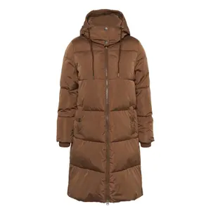 Women's long hooded down jacket KAFFE Curve Nikole image-0