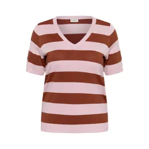 Γυναικείο πουκάμισο με ανοιχτό λαιμό KAFFE Curve Regitta Stripe image-0